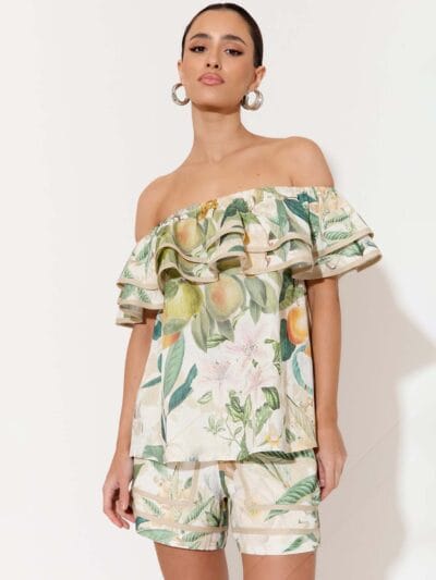 Linen Frill Top White adorne