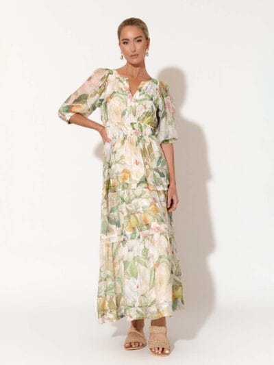 Vee Pleat Detail Dress White adorne