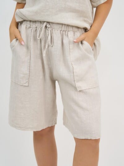 Linen Pocket Short Beige La Strada