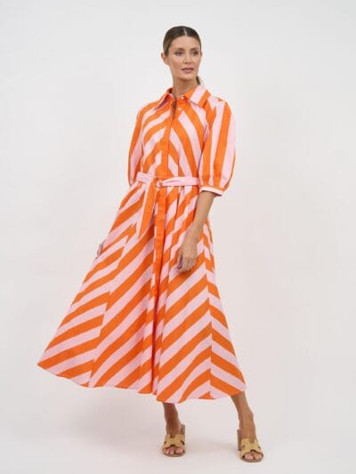 Bianca Belted Dress Orange Leoni