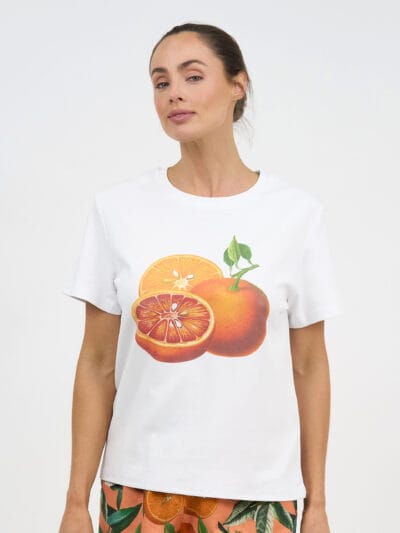 Print Cotton Tee Orange Liberty Rose