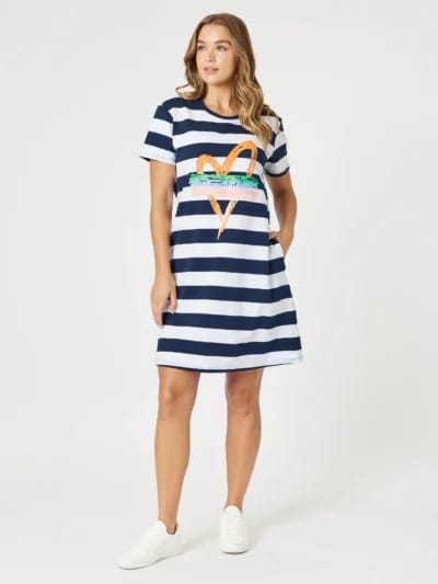 Heart Stripe Dress Orange Threadz