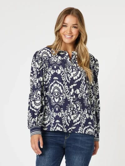Emily Print Top Navy Threadz