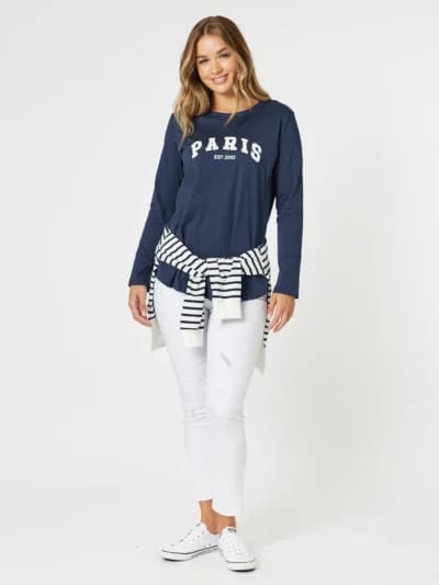 Paris Long Sleeve Tee Navy Threadz
