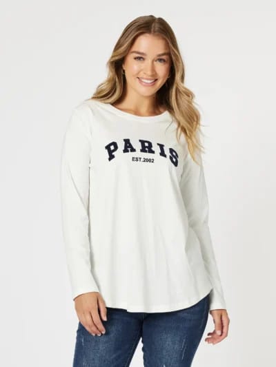 Paris Long Sleeve Tee White Threadz