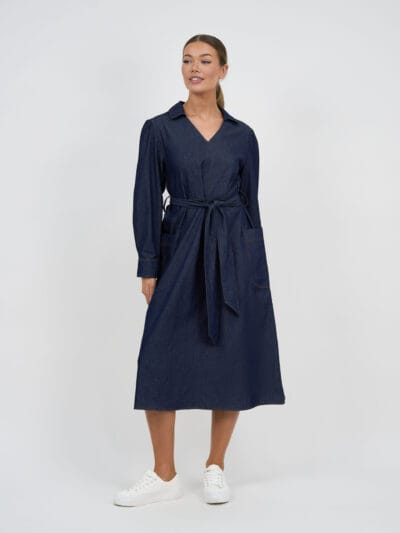 Collared Denim Dress Navy Liberty Rose