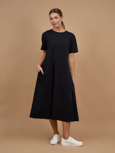 Cotton Jersey Dress Black Liberty Rose