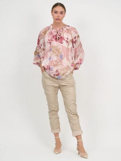 Wet Look Jogger Pant Beige La Strada