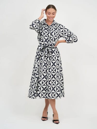 Trim Detail Linen Dress Black Liberty Rose