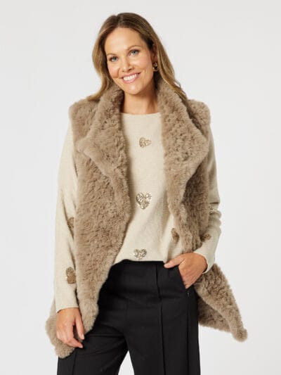 Minx Faux Fur Vest Latte Hammock & Vine