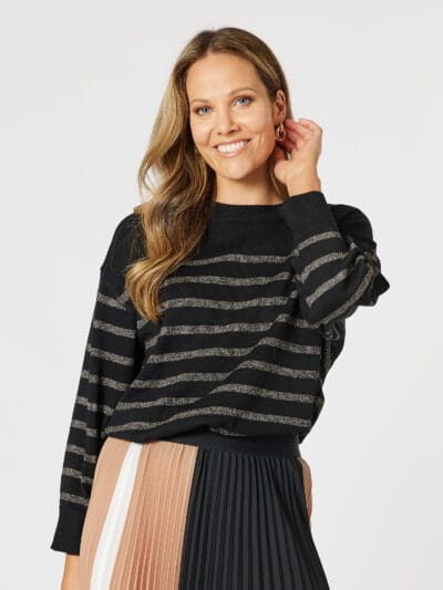 Glamour Stripe Knit Black Hammock & Vine