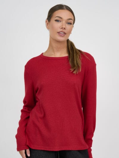Metallic Ribbed Knit Top Berry Liberty Rose