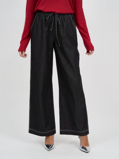 Light Weight Drawstring Denim Black Liberty Rose