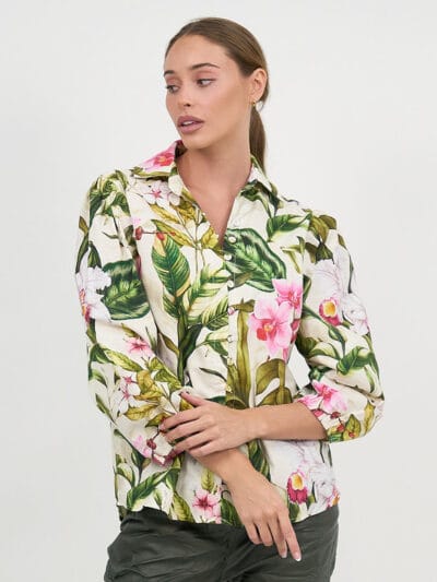 Relaxed Long Sleeve Shirt Khaki Liberty Rose
