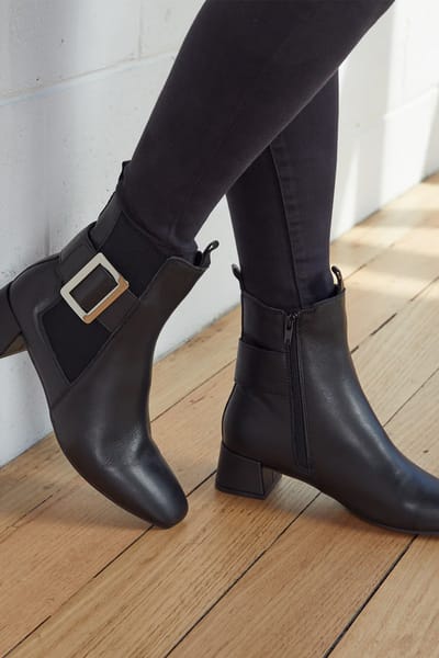 Leather Ankle Boot Black Alfie & Evie