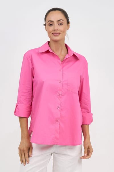 Cotton Poplin Shirt Pink Liberty Rose