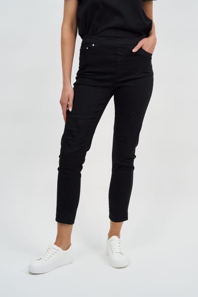 Distressed Pull On Jean Black Threadz
