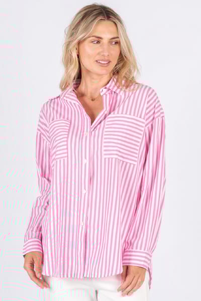 Patch Pocket Stripe Shirt Candy Worthier