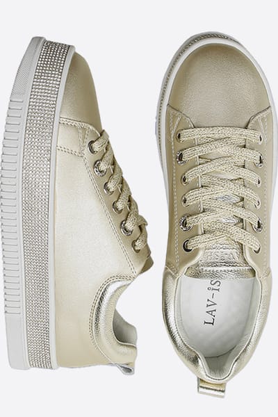 Sequin Sole Sneaker Gold Lavish Footwear