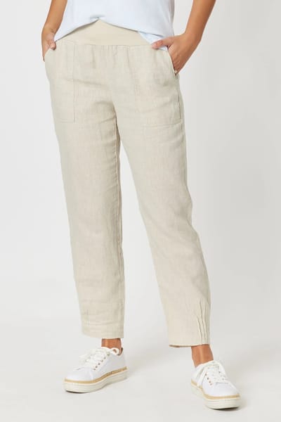 Jersey Waist Linen Pant Natural Gordon Smith