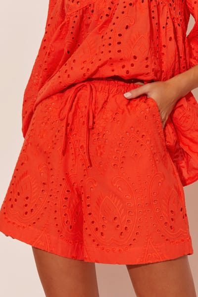 Relaxed Broderie Short Orange adorne