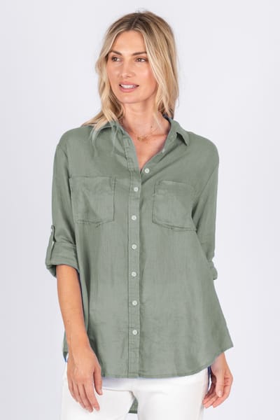 Classic Linen Shirt Khaki Worthier