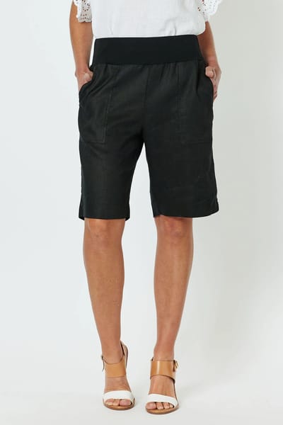 Jersey Waist Linen Short Black Gordon Smith