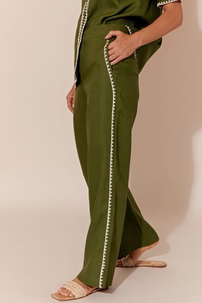 Stitched Edge Pant Khaki adorne