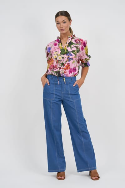 Stitch Pocket Denim Pant Mid Denim Liberty Rose