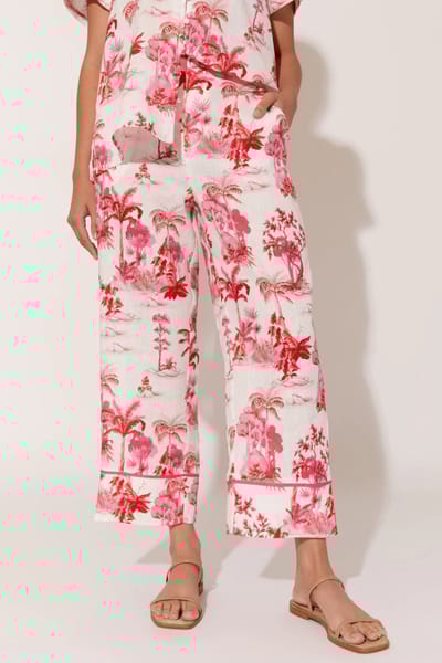 Detailed Linen Pant Pink adorne