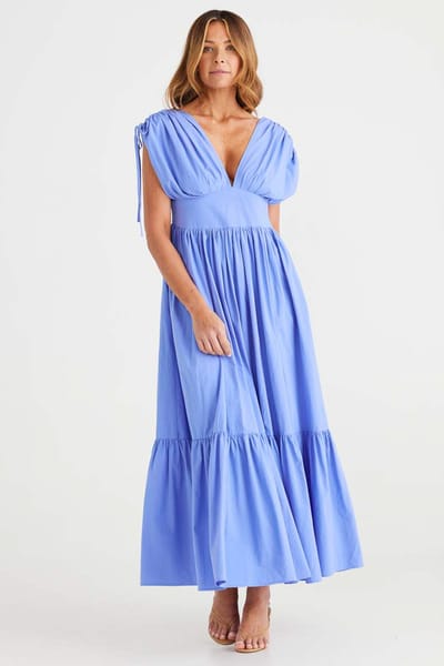 Gathered Sleeve Dress Blue Brave + True