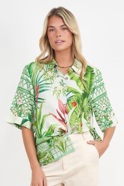 Relaxed Viscose Shirt Green Liberty Rose