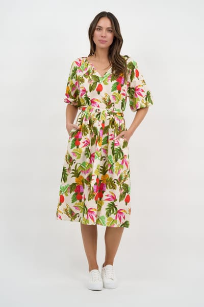 Linen Midi Dress Khaki Liberty Rose