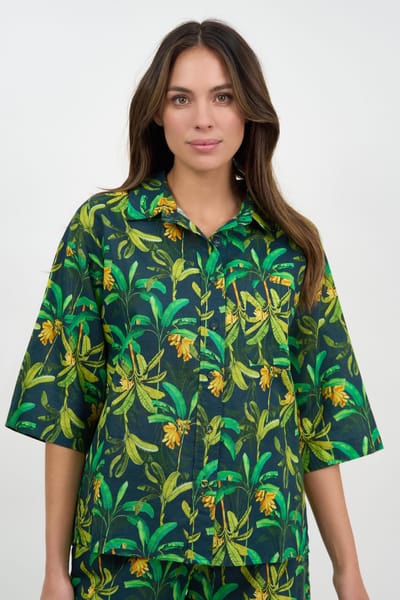 Relaxed Linen Shirt Green Liberty Rose