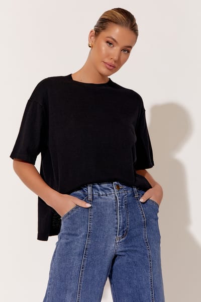 Cotton Cashmere Tee Black adorne