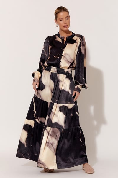 Satin Tier Skirt Black adorne