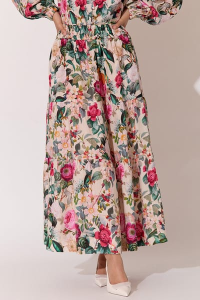 Linen Tier Skirt Cream adorne