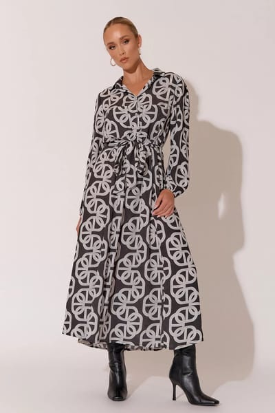 Viscose Shirt Dress Black adorne