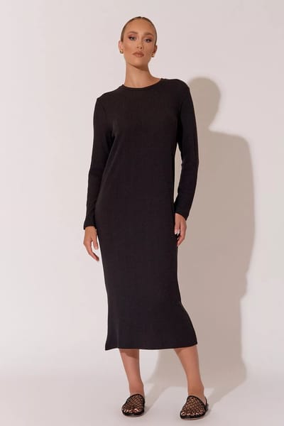 Ribbed Knit Dress Black adorne