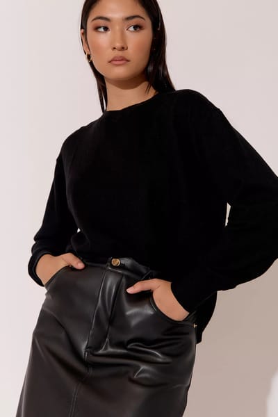 Cotton Cashmere LS Knit Black adorne