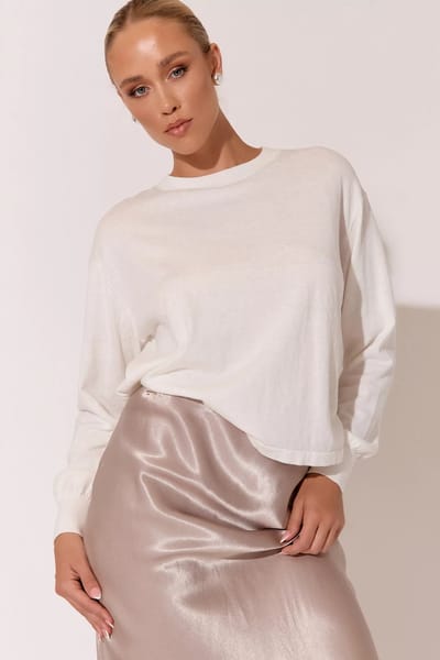 Cotton Cashmere LS Knit Cream adorne