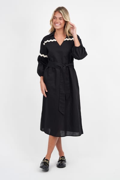 Collared Ric Rac Dress Black Liberty Rose