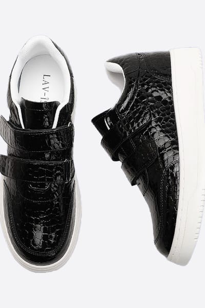Velcro Crocodile Sneaker Black Lavish Footwear