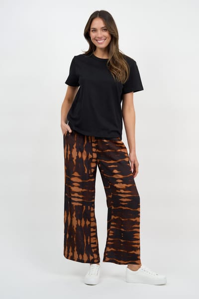 Viscose Elastic Waist Pant Brown Liberty Rose