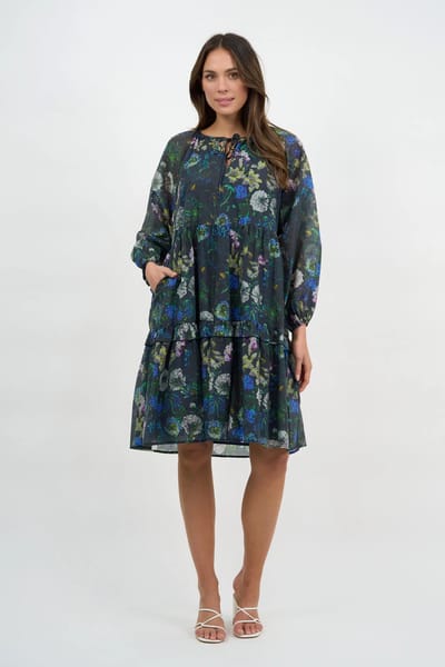 Tier Frill Relaxed Dress Navy Liberty Rose Tier Frill Relaxed Dress Navy Liberty Rose