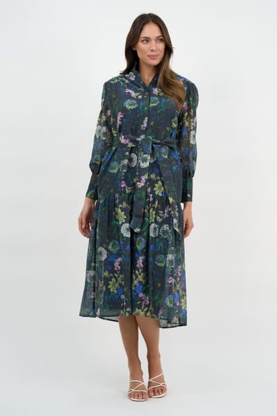 Button Through Shirt Dress Navy Liberty Rose