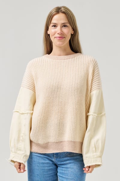 Denim Sleeved Knit Natural Worthier