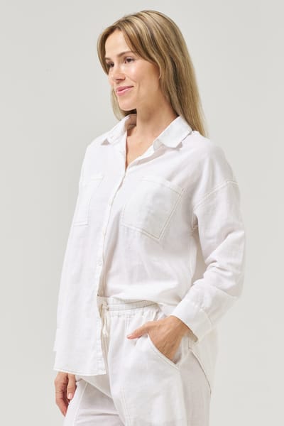 Stitch Detail Relaxed Shirt White Worthier