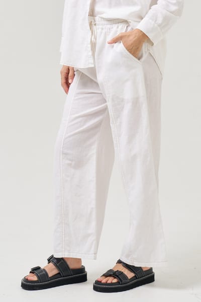 Stitch Front Linen Pant White Worthier