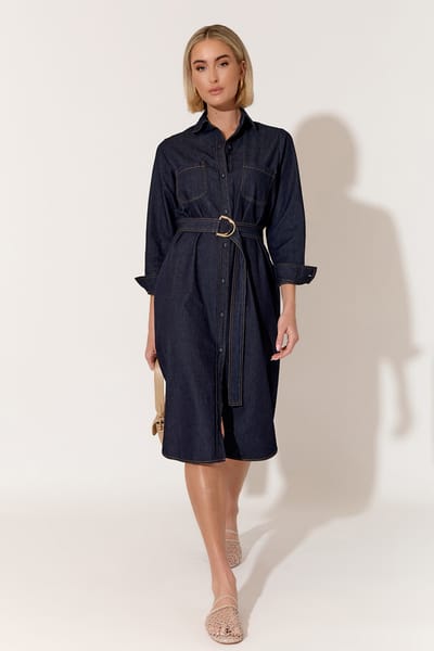 Denim Contrast Stitch Dress Denim adorne